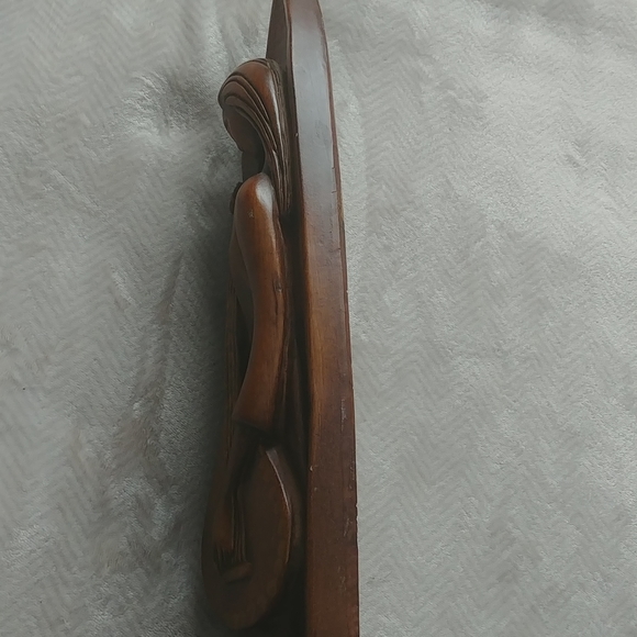 Vintage MCM chalkware Music Muse wall hanging - Picture 5 of 9